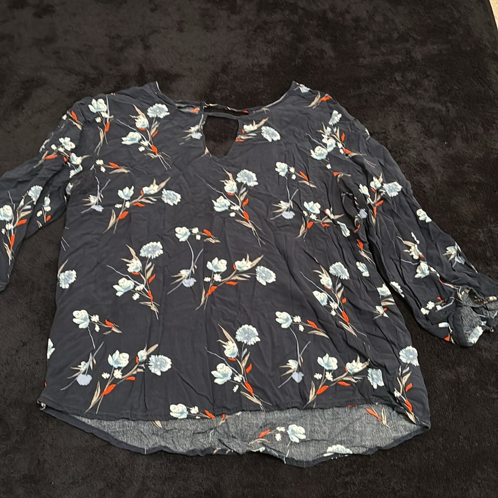 Soaked Blue Flowered Shirt with V-neck